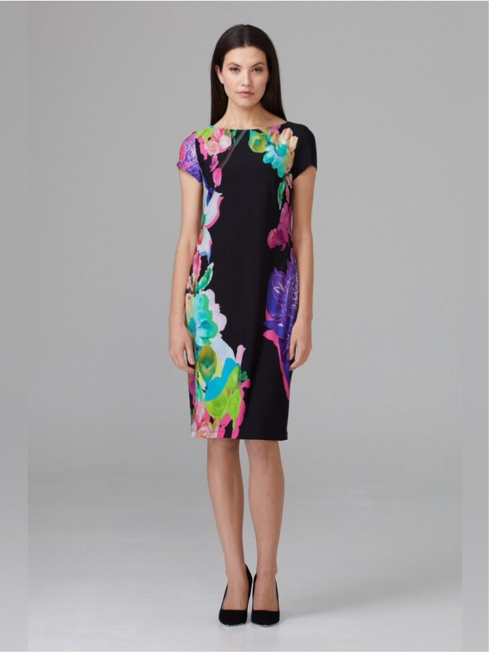 Joseph Ribkoff Dress Style 201635 Size 12 Black Multicoloured